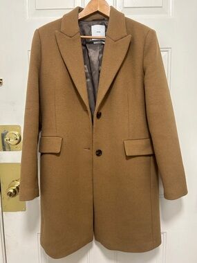 Mango women Camel Wool-Blend Single-Breasted Coat